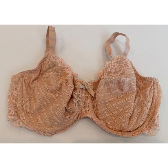 Chantelle Other - Chantelle 36DDD Full Support Lace Trim Balconette Bra Nude Adjustable Straps